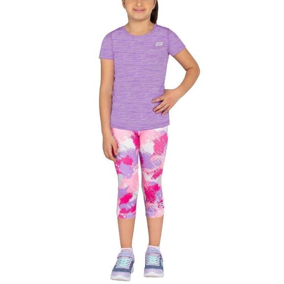 NEW! NWT SKECHERS Girls Kids 3 piece Activewear Set in colors Purple and Pink - Picture 4 of 10